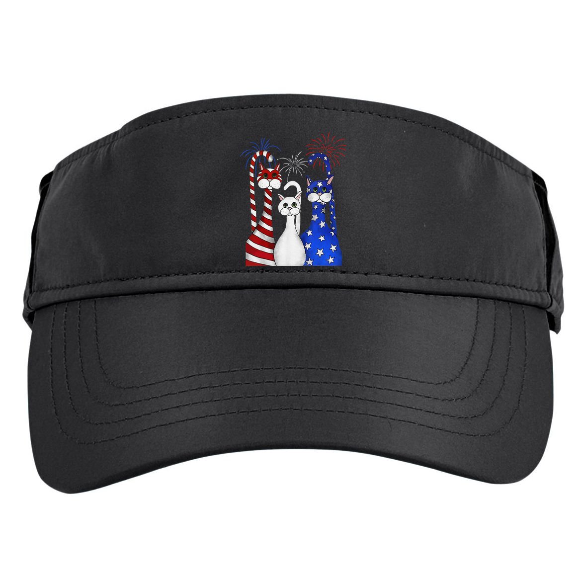 Red White Blue Cats USA Flag Firework 4th Of July Adult Drive Performance Visor