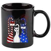 Red White Blue Cats USA Flag Firework 4th Of July 11oz C Handle Ceramic Mug