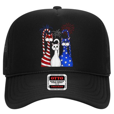 Red White Blue Cats USA Flag Firework 4th Of July Trucker Hat
