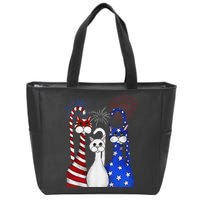 Red White Blue Cats USA Flag Firework 4th Of July Zip Tote Bag