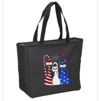 Red White Blue Cats USA Flag Firework 4th Of July Zip Tote Bag