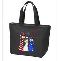 Red White Blue Cats USA Flag Firework 4th Of July Zip Tote Bag