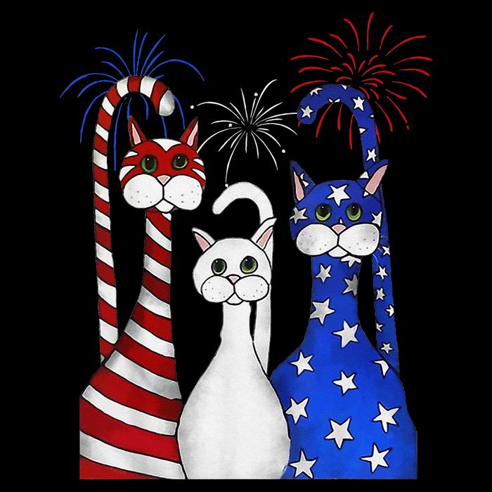 Red White Blue Cats USA Flag Firework 4th Of July Zip Tote Bag