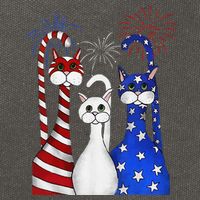Red White Blue Cats USA Flag Firework 4th Of July Cotton Canvas Backpack