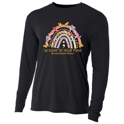 Rainbow With Butterflies Mental Health Awareness Gift Cooling Performance Long Sleeve Crew