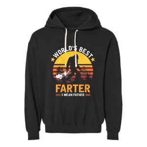 Retro Worlds Best Farter I Mean Father Bigfoot Fathers Day Garment-Dyed Fleece Hoodie