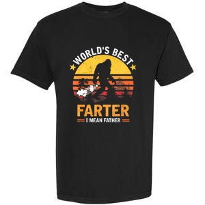 Retro Worlds Best Farter I Mean Father Bigfoot Fathers Day Garment-Dyed Heavyweight T-Shirt