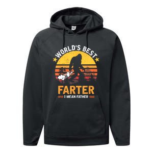 Retro Worlds Best Farter I Mean Father Bigfoot Fathers Day Performance Fleece Hoodie