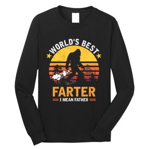 Retro Worlds Best Farter I Mean Father Bigfoot Fathers Day Long Sleeve Shirt