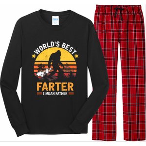 Retro Worlds Best Farter I Mean Father Bigfoot Fathers Day Long Sleeve Pajama Set