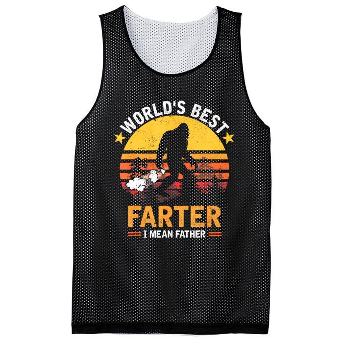 Retro Worlds Best Farter I Mean Father Bigfoot Fathers Day Mesh Reversible Basketball Jersey Tank