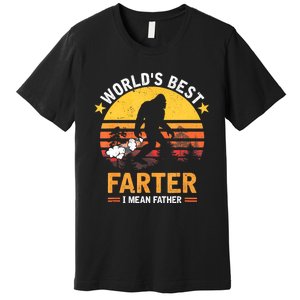 Retro Worlds Best Farter I Mean Father Bigfoot Fathers Day Premium T-Shirt