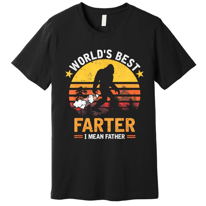 Retro Worlds Best Farter I Mean Father Bigfoot Fathers Day Premium T-Shirt