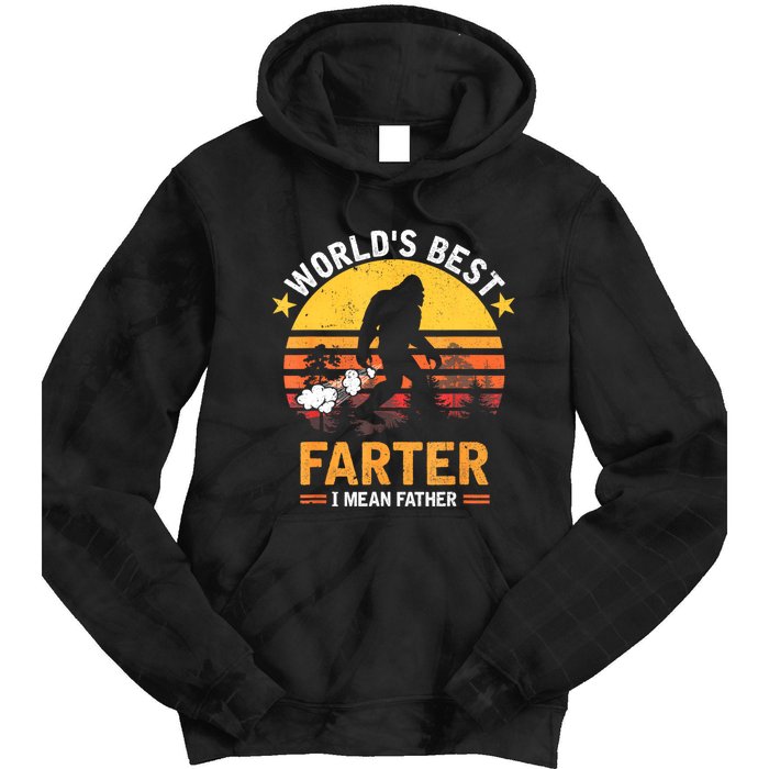 Retro Worlds Best Farter I Mean Father Bigfoot Fathers Day Tie Dye Hoodie