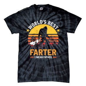 Retro Worlds Best Farter I Mean Father Bigfoot Fathers Day Tie-Dye T-Shirt