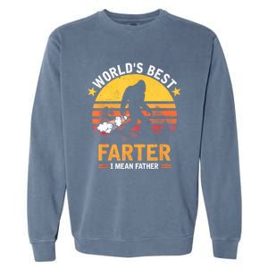 Retro Worlds Best Farter I Mean Father Bigfoot Fathers Day Garment-Dyed Sweatshirt