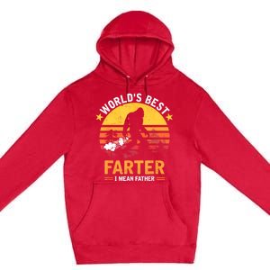 Retro Worlds Best Farter I Mean Father Bigfoot Fathers Day Premium Pullover Hoodie