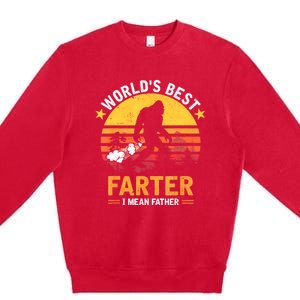 Retro Worlds Best Farter I Mean Father Bigfoot Fathers Day Premium Crewneck Sweatshirt