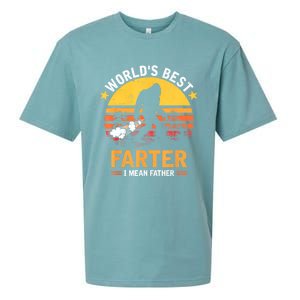 Retro Worlds Best Farter I Mean Father Bigfoot Fathers Day Sueded Cloud Jersey T-Shirt