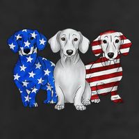 Red White Blue Dachshund American Flag 4th Of July Patriot 7 Panel Mesh Trucker Snapback Hat