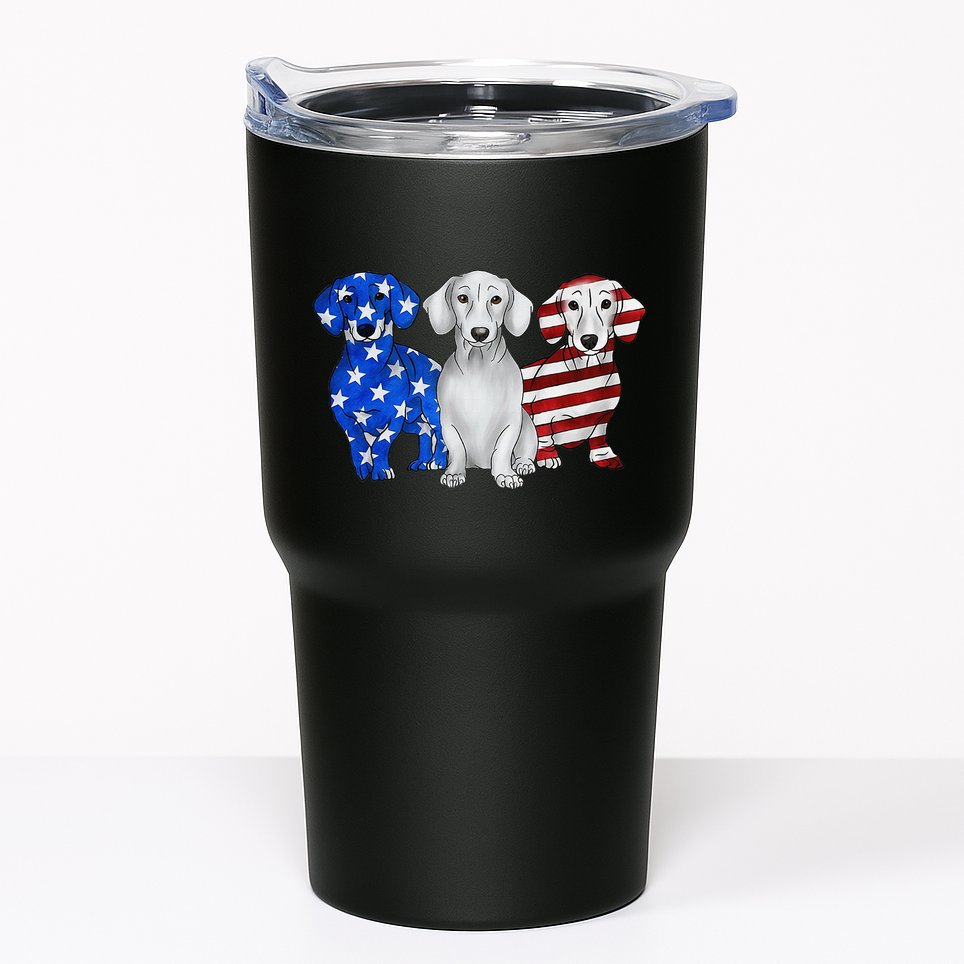 Red White Blue Dachshund American Flag 4th Of July Patriot Tumbler