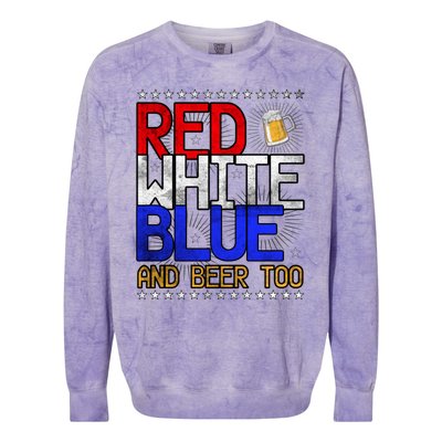 Red White Blue National Beer Day Gift Colorblast Crewneck Sweatshirt