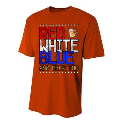 Red White Blue National Beer Day Gift Performance Sprint T-Shirt