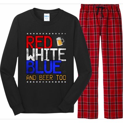 Red White Blue National Beer Day Gift Long Sleeve Pajama Set