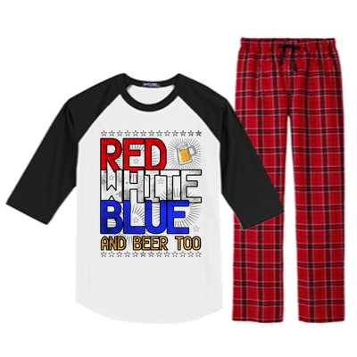 Red White Blue National Beer Day Gift Raglan Sleeve Pajama Set