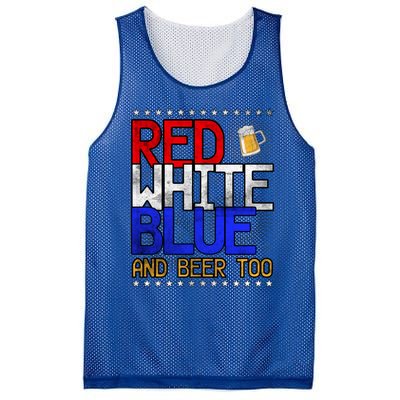 Red White Blue National Beer Day Gift Mesh Reversible Basketball Jersey Tank