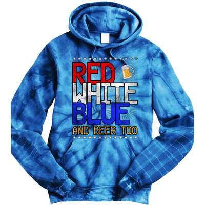 Red White Blue National Beer Day Gift Tie Dye Hoodie