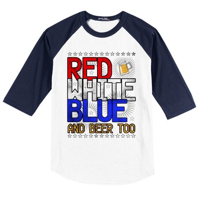 Red White Blue National Beer Day Gift Baseball Sleeve Shirt