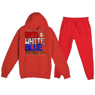 Red White Blue National Beer Day Gift Premium Hooded Sweatsuit Set