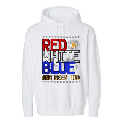 Red White Blue National Beer Day Gift Garment-Dyed Fleece Hoodie