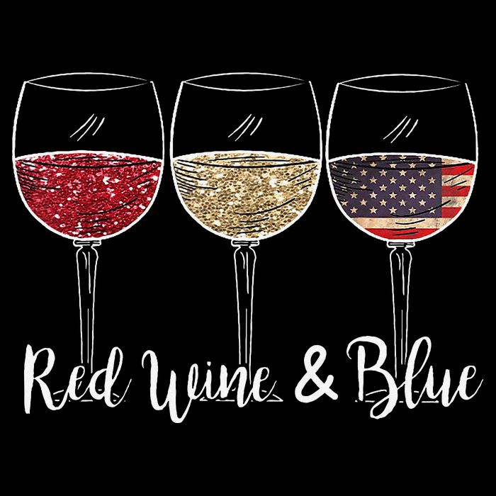 Red Wine & Blue 4th of July wine Red White Blue Wine Glasses Cooling Performance Crew T-Shirt
