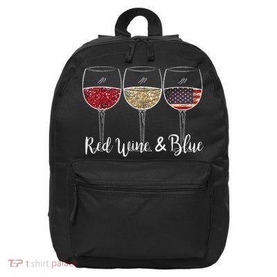 Red Wine & Blue 4th of July wine Red White Blue Wine Glasses 16 in Basic Backpack