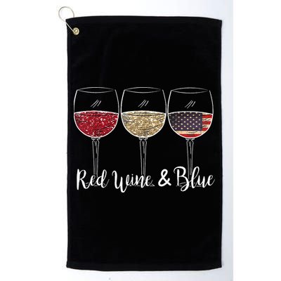 Red Wine & Blue 4th of July wine Red White Blue Wine Glasses Golf Towel