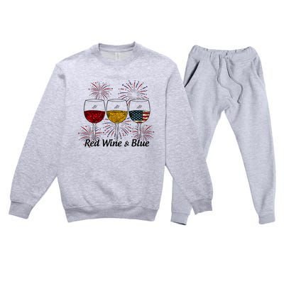 Red Wine & Blue Premium Crewneck Sweatsuit Set