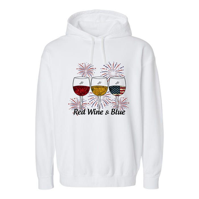 Red Wine & Blue Garment-Dyed Fleece Hoodie