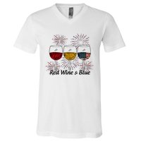 Red Wine & Blue V-Neck T-Shirt