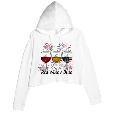 Red Wine & Blue Crop Fleece Hoodie