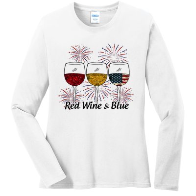 Red Wine & Blue Ladies Long Sleeve Shirt