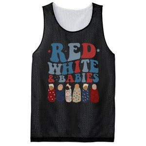 Red White Babies NICU Nurse 4th Of July Neonatal Nursing Mesh Reversible Basketball Jersey Tank