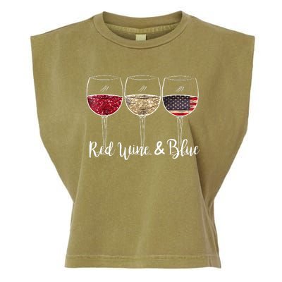 Red Wine & Blue 4th Of July Red White Blue Wine Glasses Garment-Dyed Women's Muscle Tee