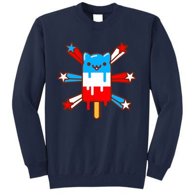 RED WHITE & BLUE POPSICLE CAT - 4th of July Tall Sweatshirt