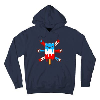 RED WHITE & BLUE POPSICLE CAT - 4th of July Tall Hoodie