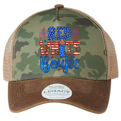 Red White & Boujee Summer Funny Drinking 4th of July US Flag Legacy Tie Dye Trucker Hat