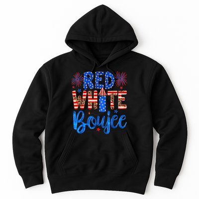 Red White & Boujee Summer Funny Drinking 4th of July US Flag Hoodie