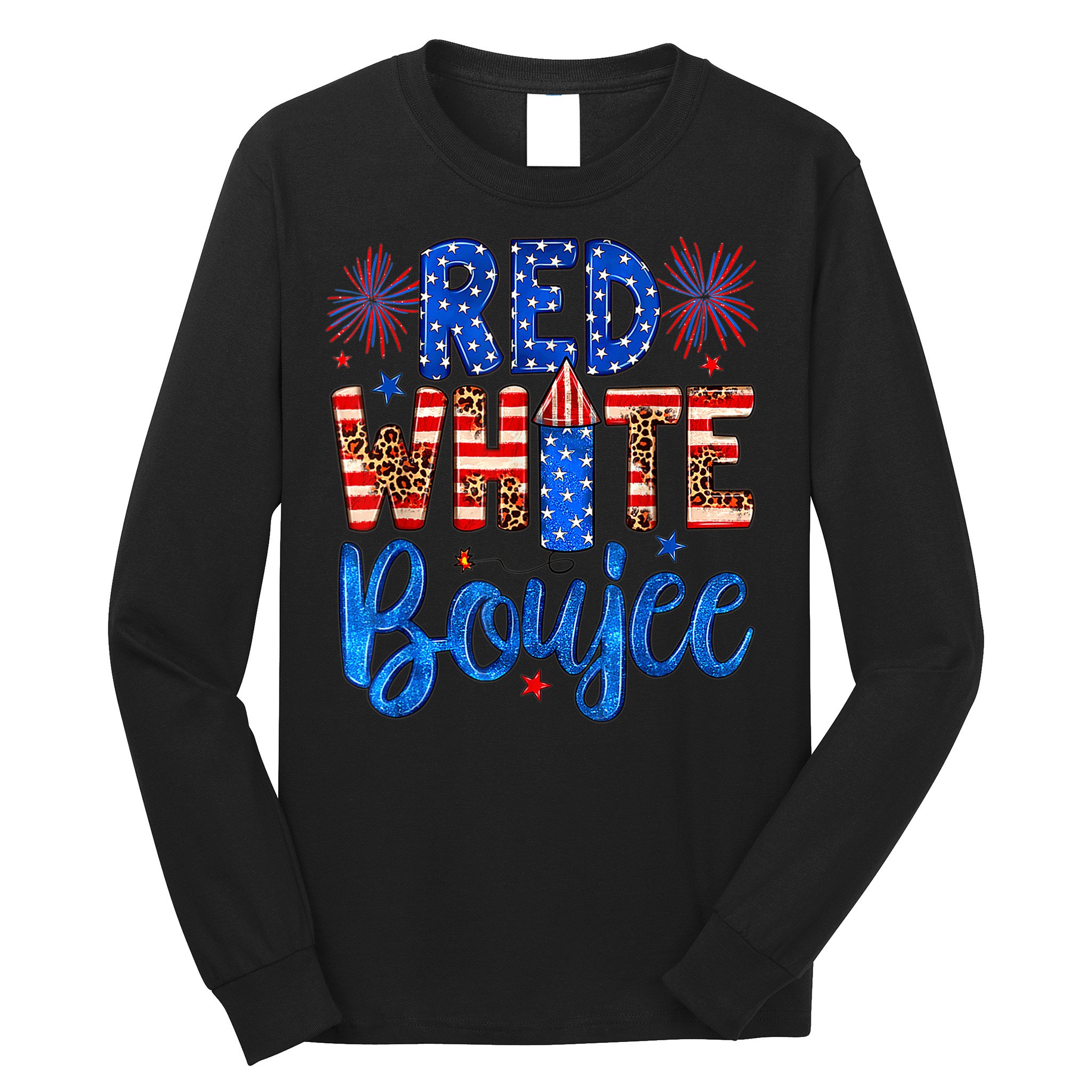 Red White & Boujee Summer Funny Drinking 4th of July US Flag Long Sleeve Shirt