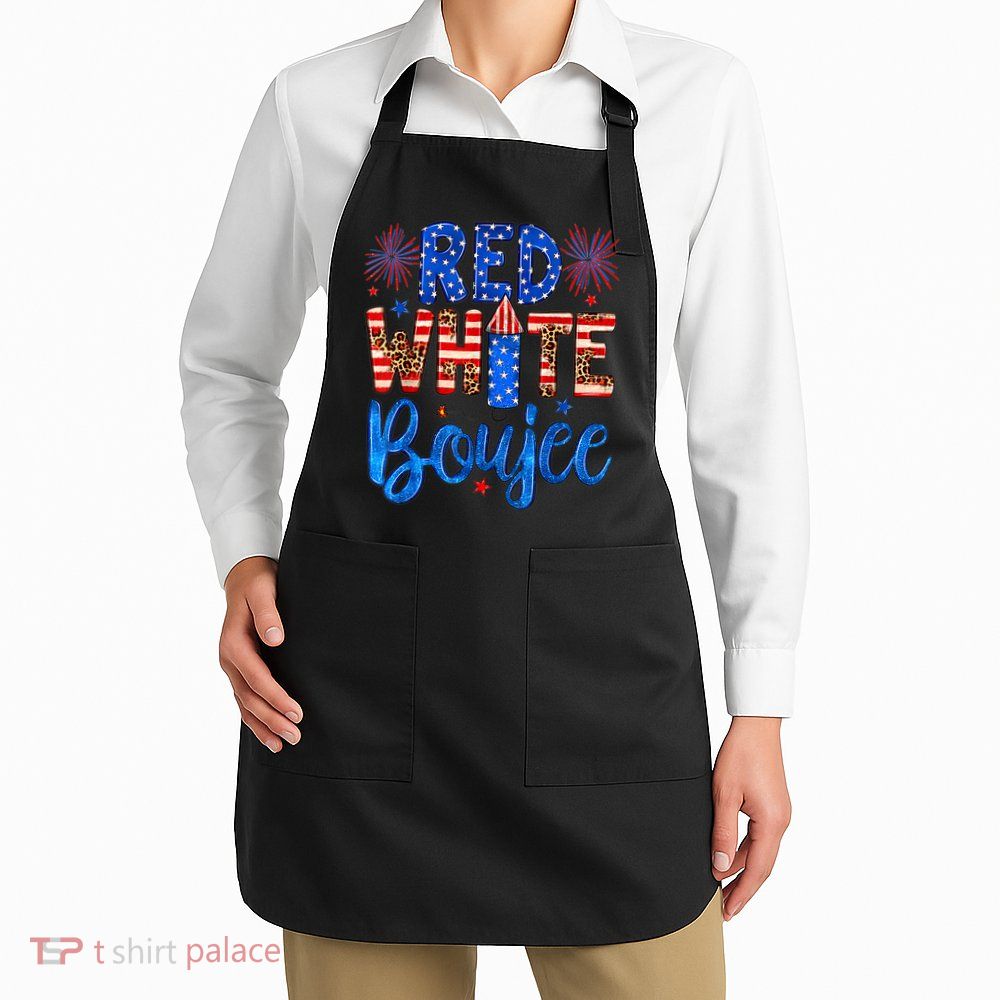 Red White & Boujee Summer Funny Drinking 4th of July US Flag Apron